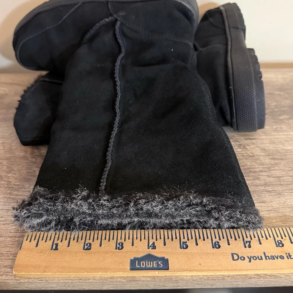 Rampage Ashlee Black Suede Leather Mid Calf Boots Women’s Sz 8 Pull On Faux Fur - Image 11