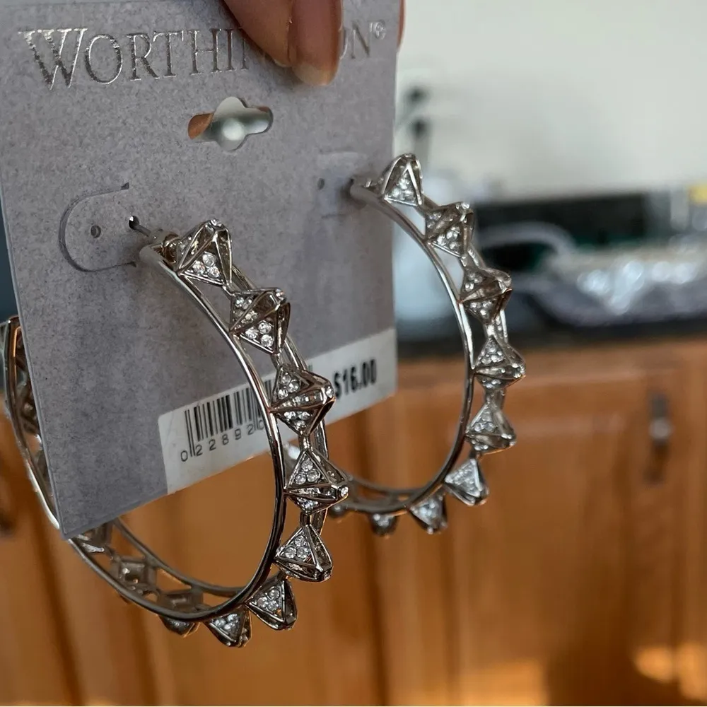 Worthington Silver Hoop Earrings - Image 3
