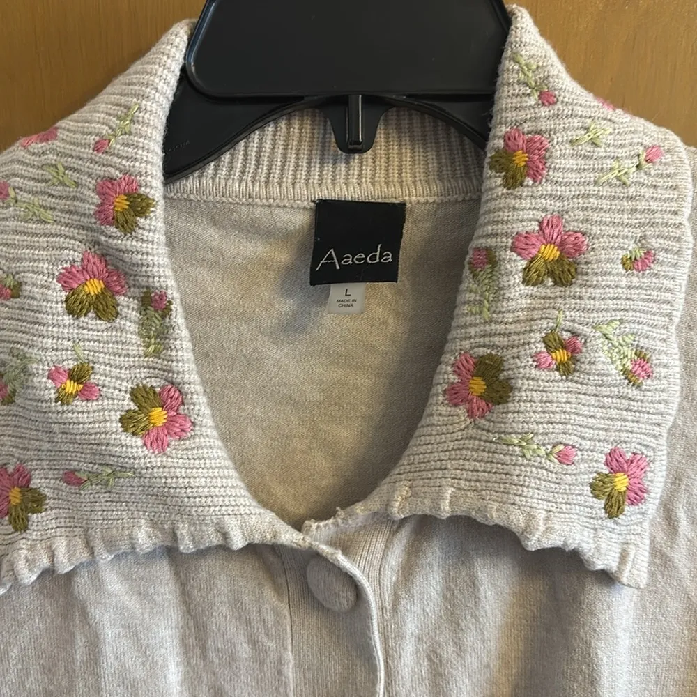 Floral collared cardigan - Image 3
