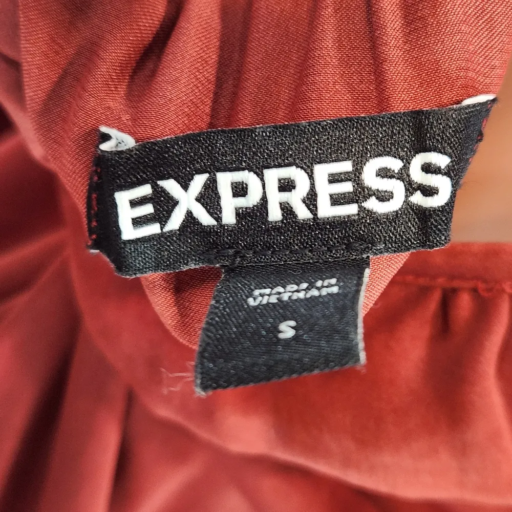 Express Ruffle Neck Low Back Midi-maxi Burnt Orange Slip Dress Sz S - Image 13
