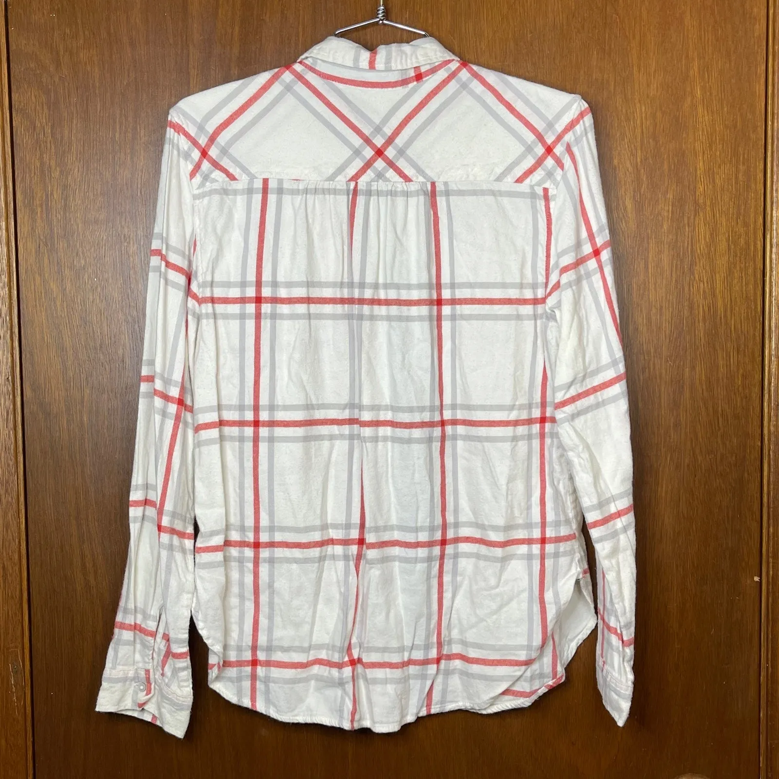 Aerie Woman’s Casual Button Down Plaid Shirt Size Small - Image 7