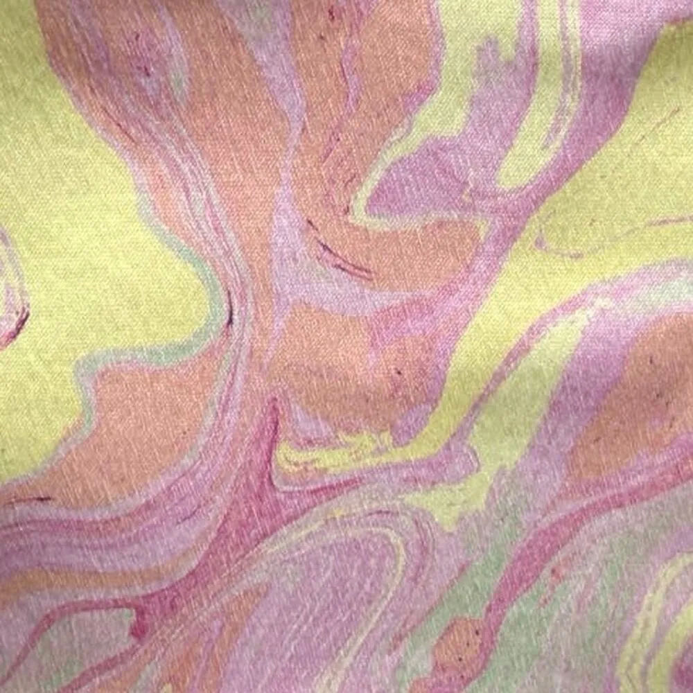 Zara Pink Yellow Satin Marble Tie Dye Open Tie Back Brami Cropped Tank Top Sz S - Image 6