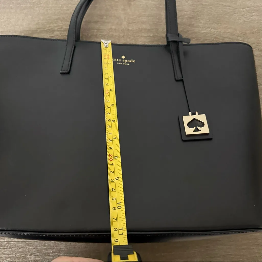 Kate Spade Zip Top Classic Tote in Black Cow Hide Leather with Gold Accents - Image 13