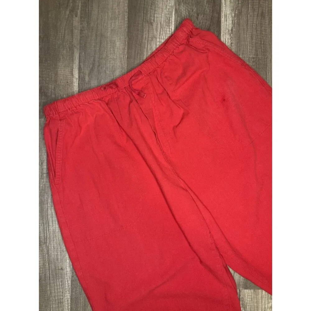 Vintage White Stag Red Cotton Capri Set L 12-14 Top & Pant Tropical Appliqué - Image 11