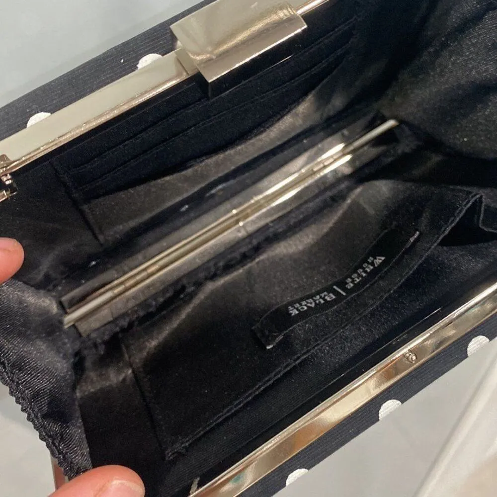 White House Black Market Black White Poka Dot Clutch Crossbody Purse Bag - Image 4