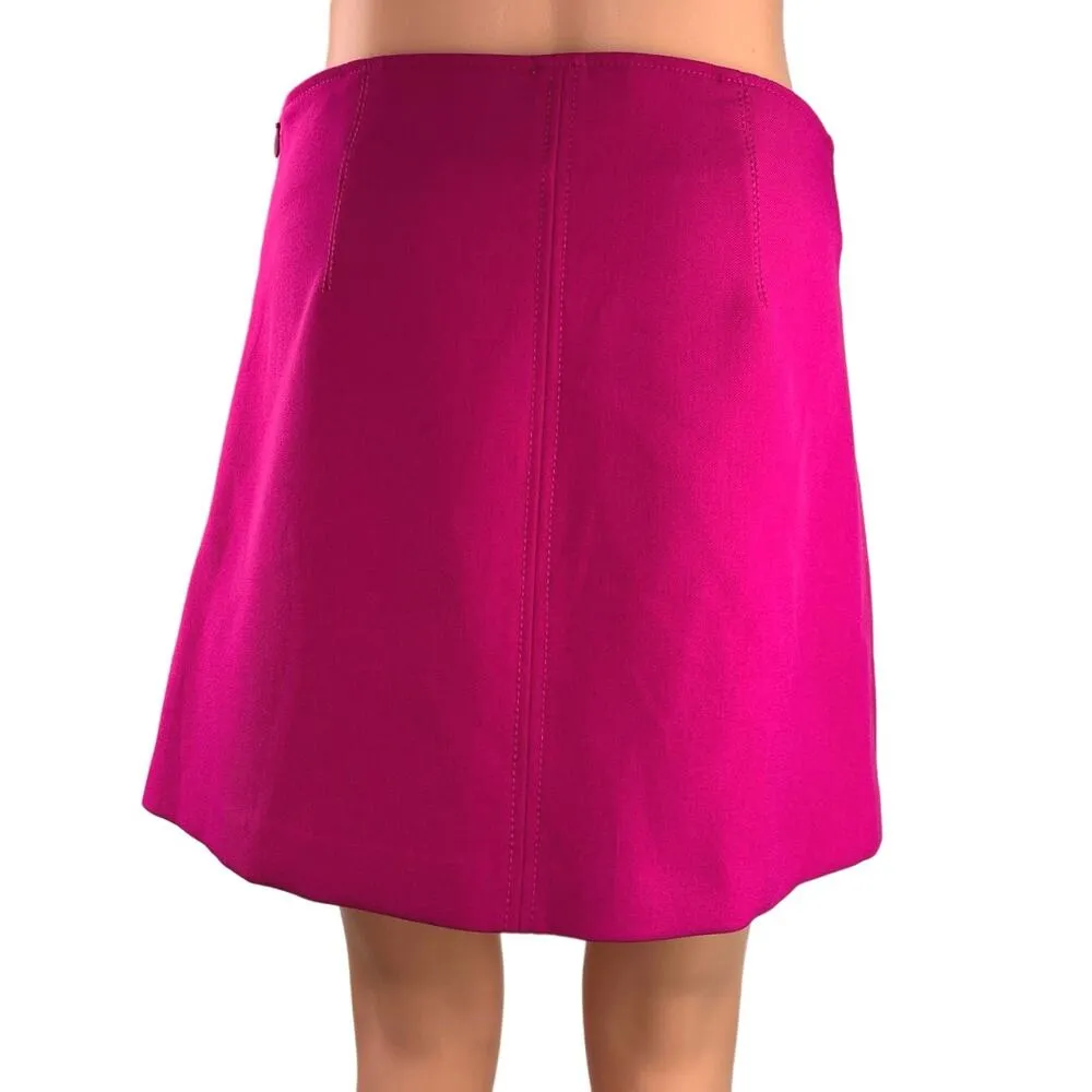 Zara Hot Pink High Waist Size Zip Stretch Barbiecore Soft A Line Mini Skirt Sz S - Image 3