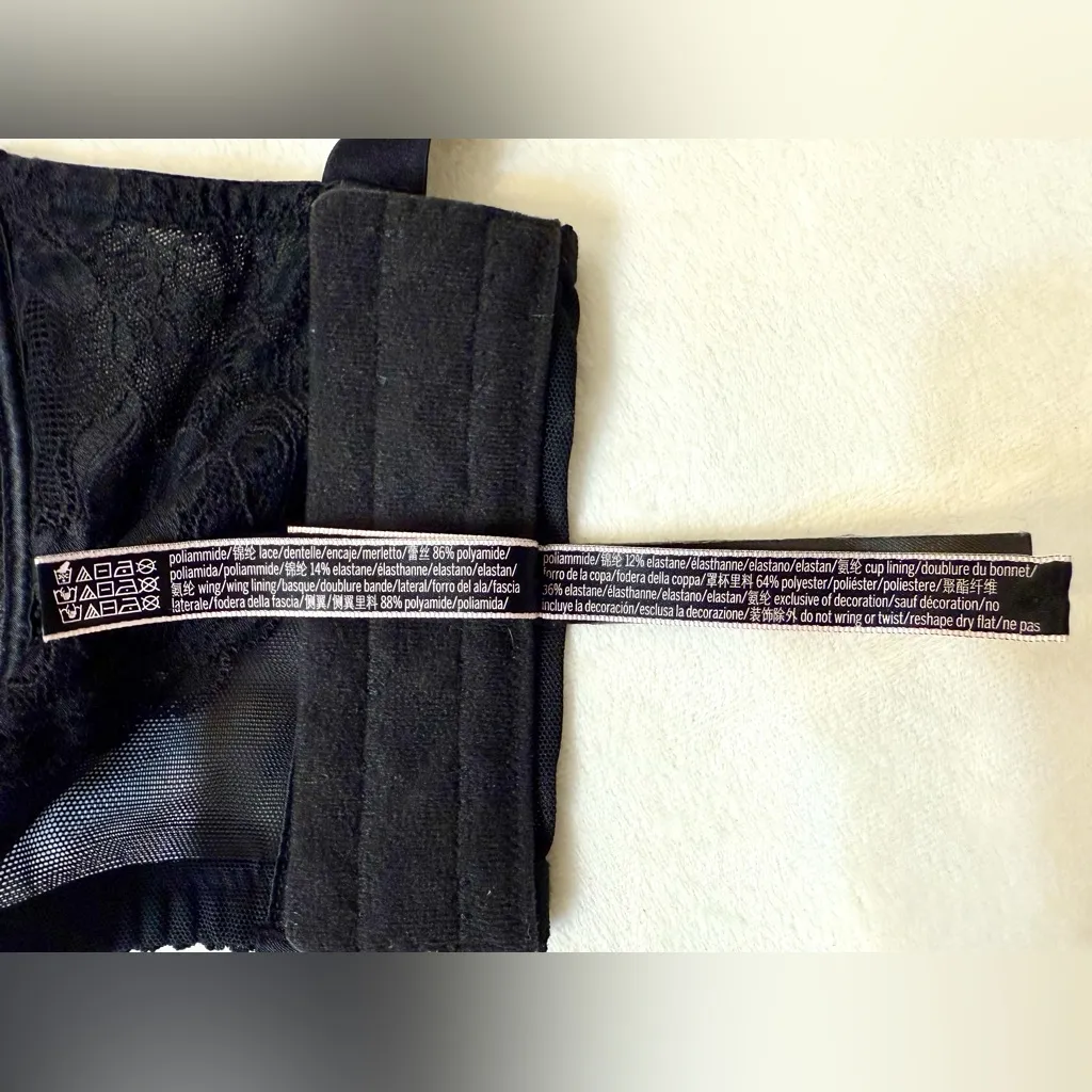 Victoria’s Secret Very Sexy Black Lace Shine Strap Corset Bra Top Size 34DD - Image 14