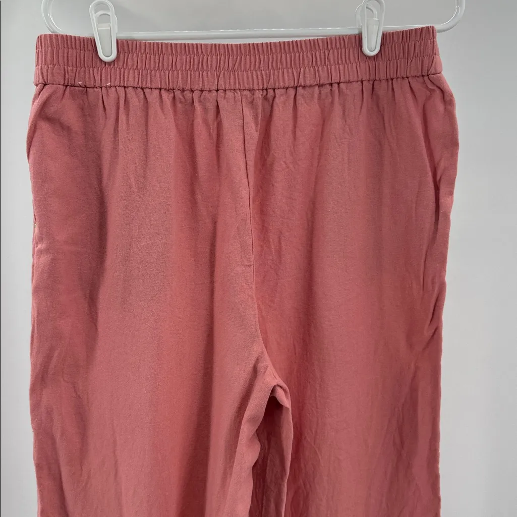 Anne Klein Pink Ankle embroidered detail linen blend M casual office summer - Image 6