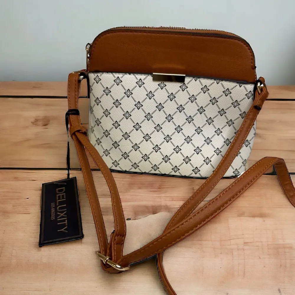 Crossbody Bag DELUXITY Los Angeles Faux Leather Crossbody Bag Small 9 Inch Tan - Image 8