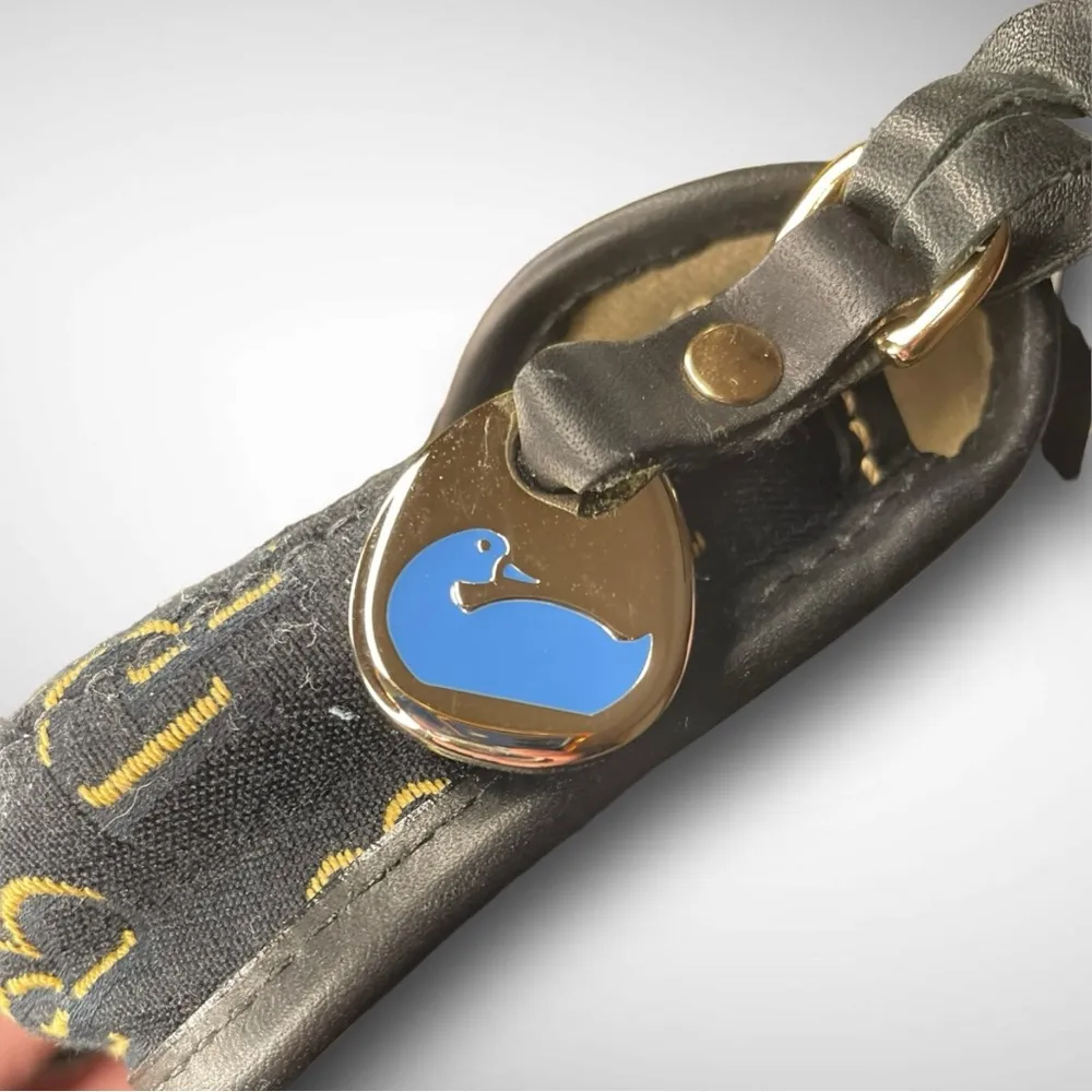 DOONEY & BOURKE 🪢 1975 SIGNATURE COLLINS FLAP CLUTCH IN BLACK & YELLOW - Image 5