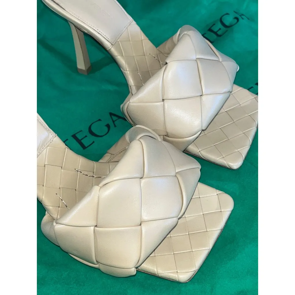 Bottega Veneta The Lido Sandals in Cane Sugar 37 7 Womens Leather High Heels - Image 11