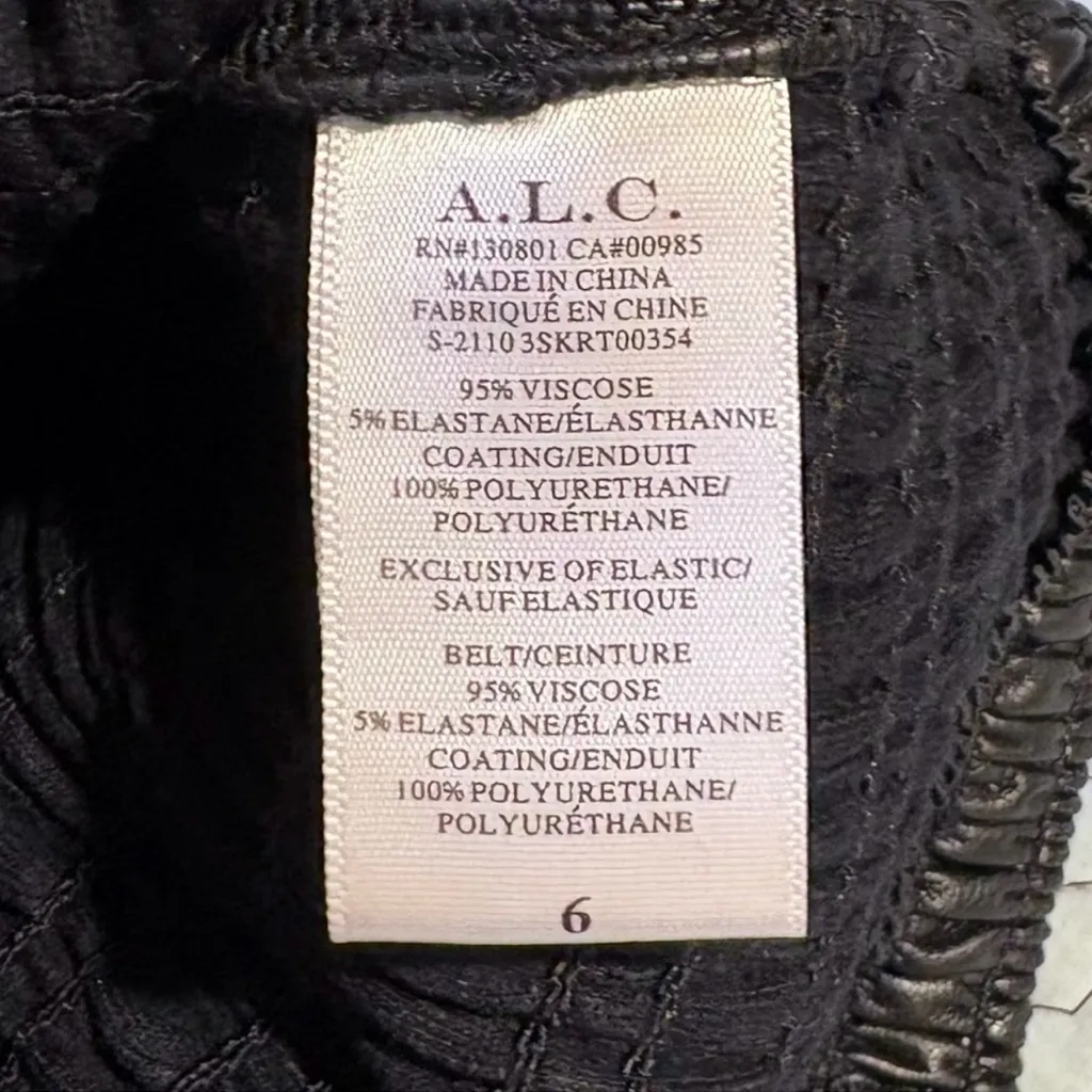 A.L.C. Jaclyn Vegan Leather Paperbag Smocked Stretch Midi Pencil Skirt Sz 6 💛 - Image 9