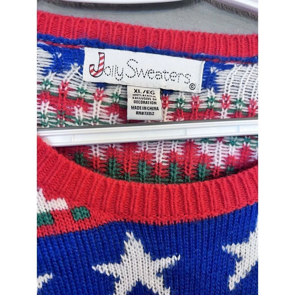 Jolly Sweaters‎ Women's XL Blue/Red Ugly Christmas Sweater Furry Cat Persian Red - Image 3