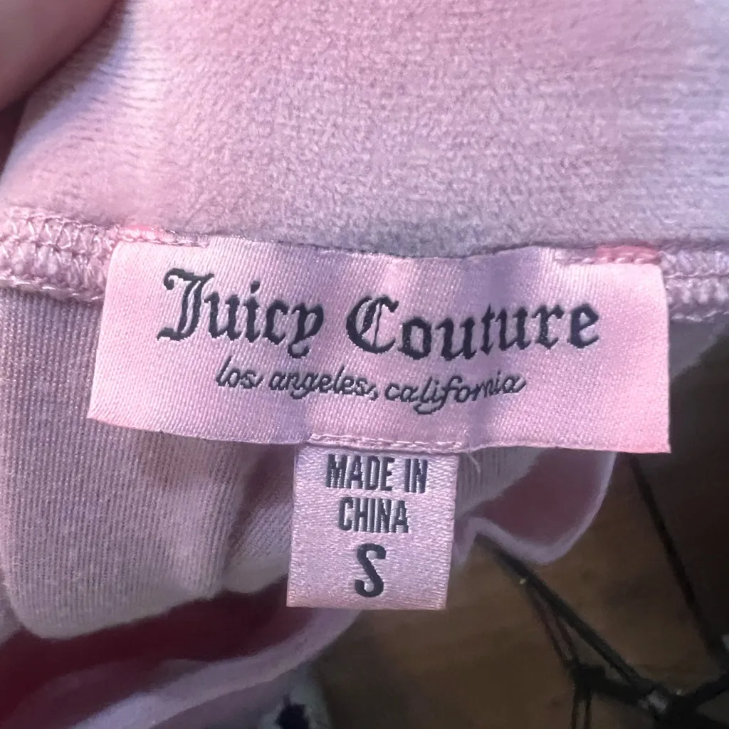 Juicy Couture Velour Pants Juicy Bling Back Butt Light Pink Y2K Size Small - Image 10