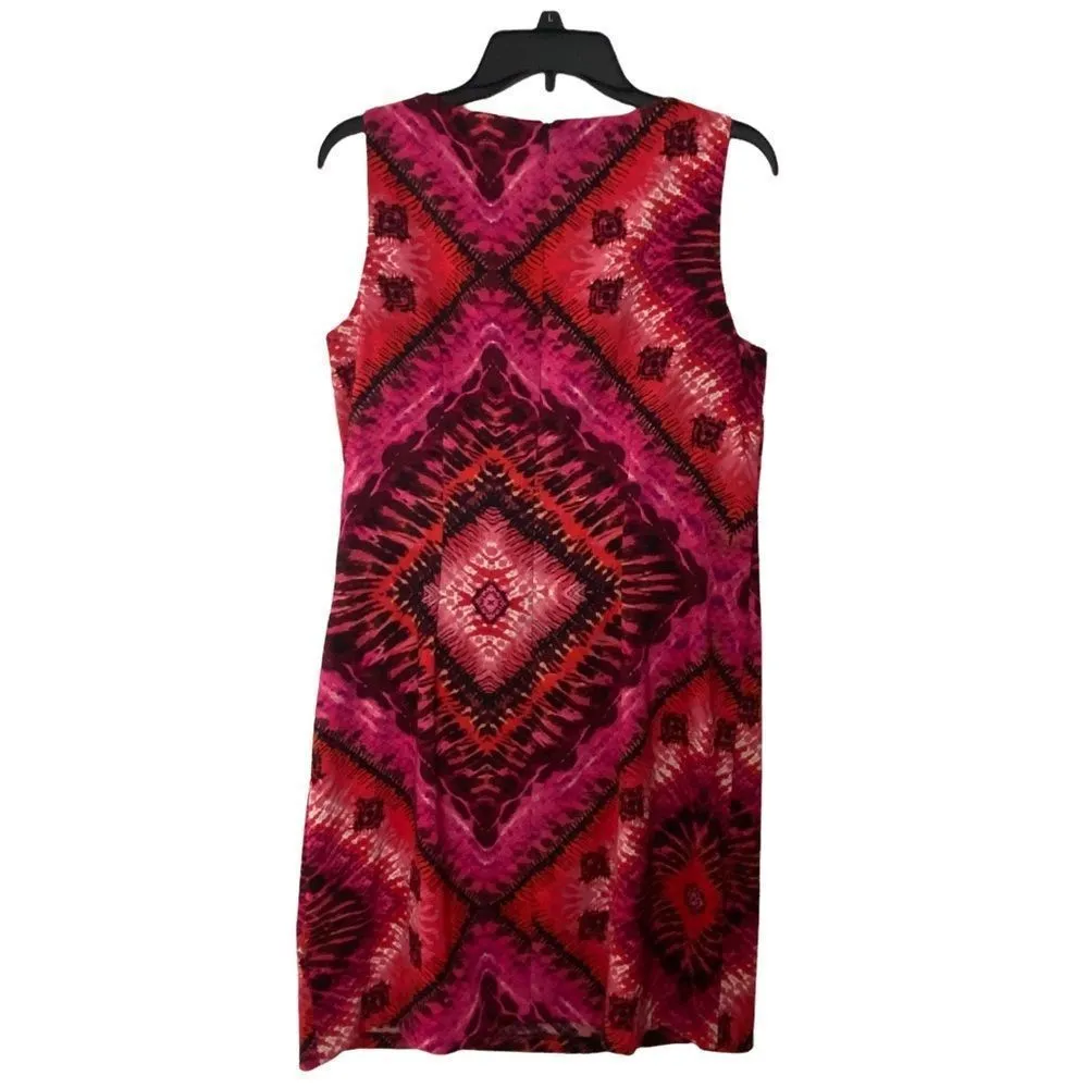 B Design Printed Pink Diamond Art Watercolor Print Sleeveless Dress Sz 14 - Image 6