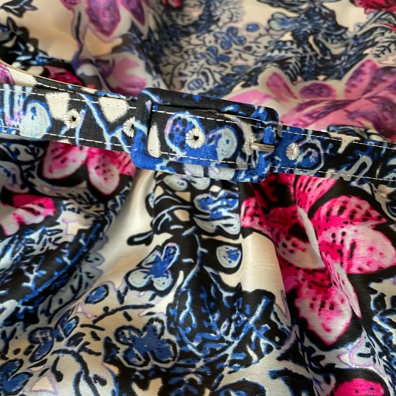 Taylor flower belted fit flare dress. Size 4. Vintage 50s vibes Retro Cocktail Blue - Image 8