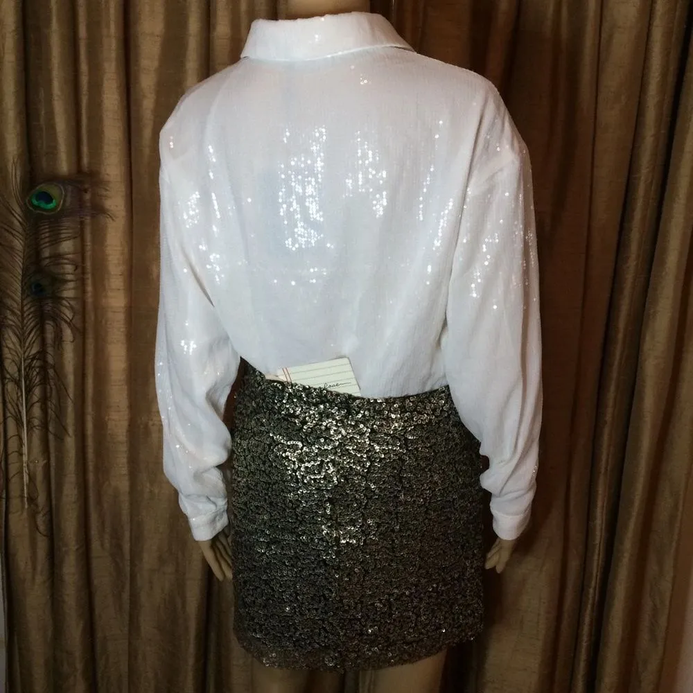 Native Rose Bronze Sequin Mini Skirt - Image 9