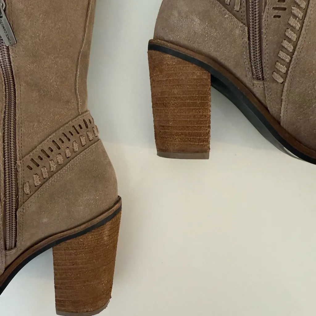 Vince Camuto Madalee Stylish gray/ Tan Suede Leather Knee-High Boots Sz 8 - Image 5