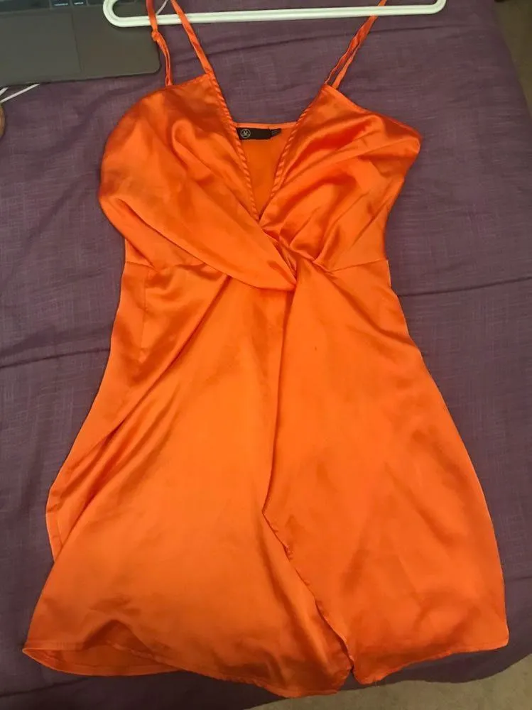 Missguided Misguided Orange Wrap Dress - Image 2