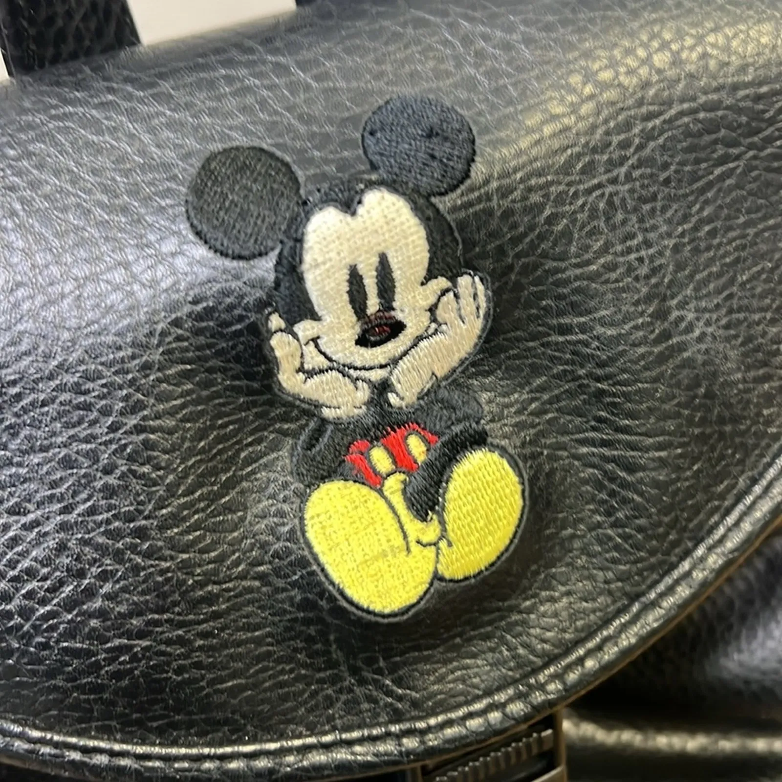 Vintage 90s Mickey Mouse large black leather backpack Disney - Image 9