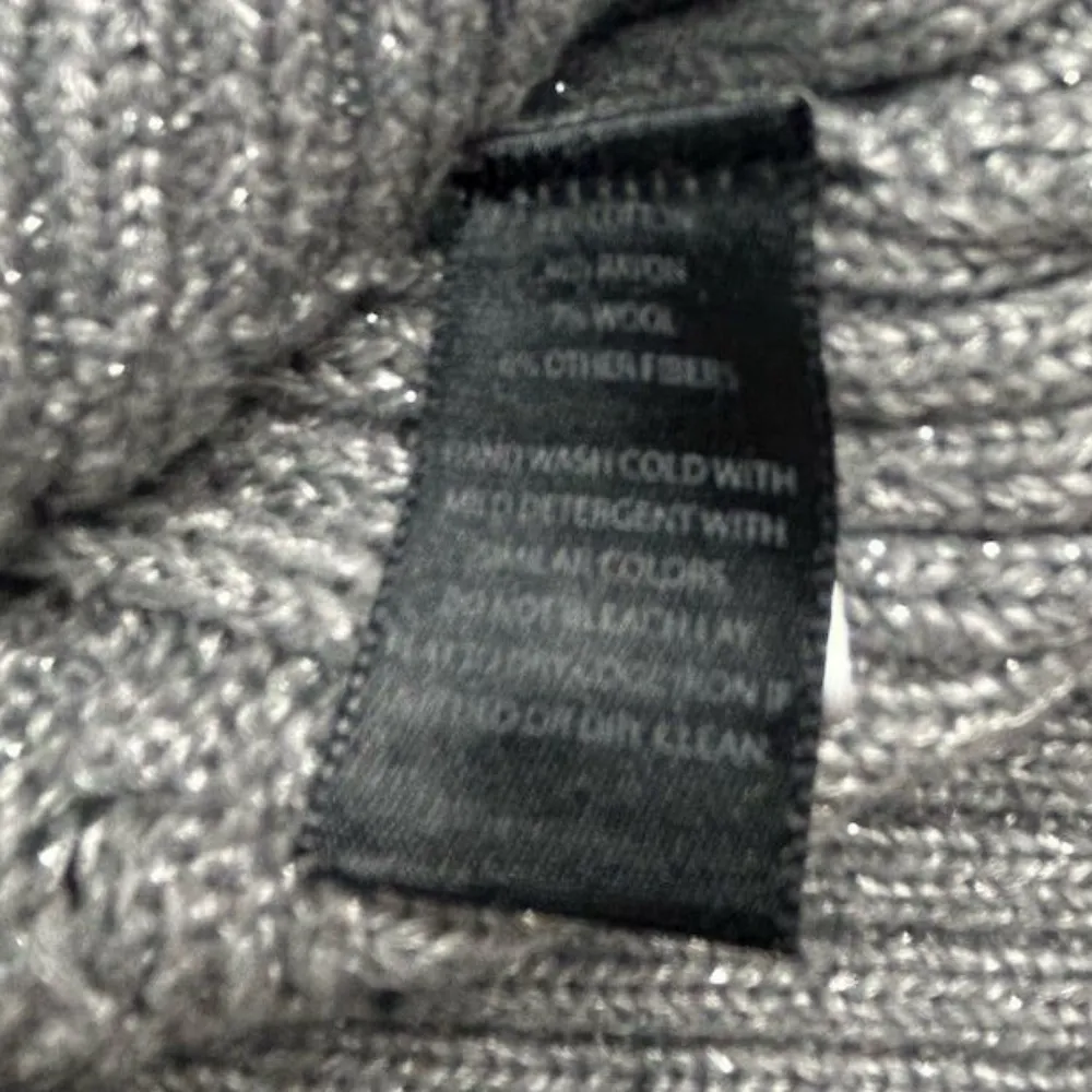 White House Black Market Silver Gray Cable Knit Cowl Neck Sweater Size S - Image 7