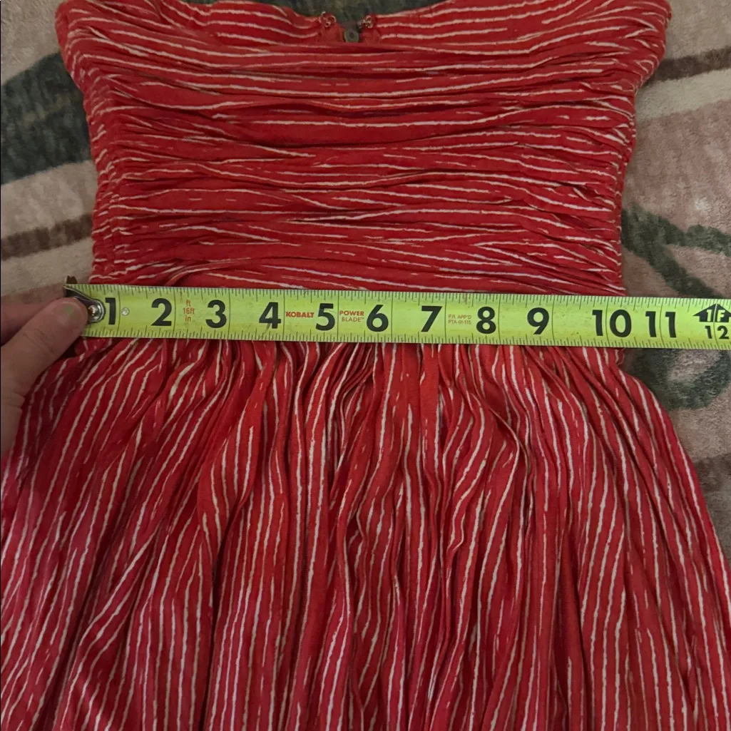 Plenty Tracy Reese Strapless Bubble Tomato Buttermilk Striped Dress Size P Red - Image 9
