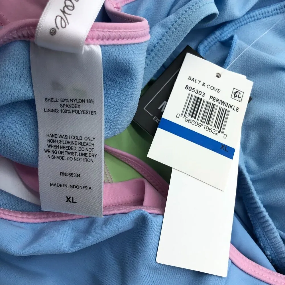 Salt & Cove Womens Colorblock Bikini Swim Top Blue Pink Green XL Size undefined - Image 4