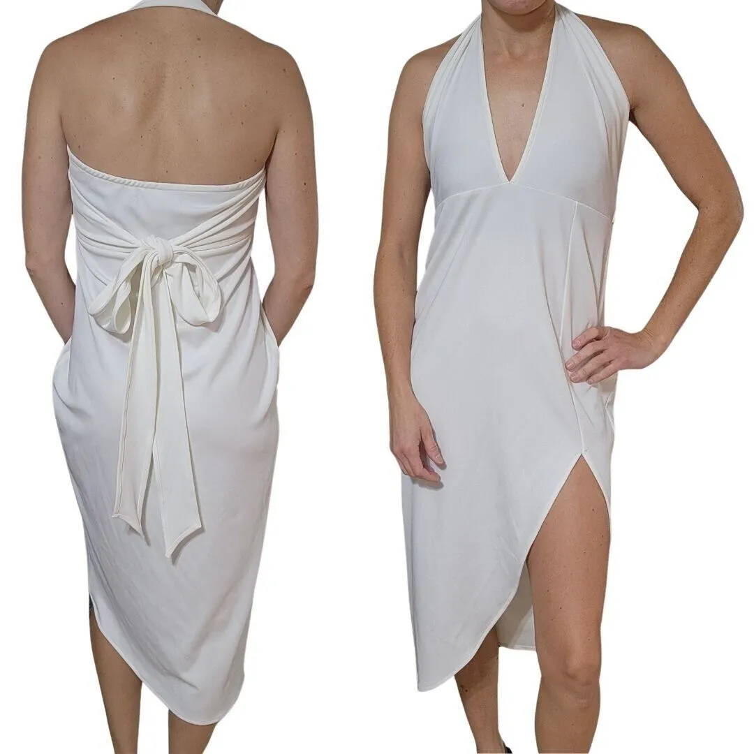 House of Harlow 1960 x Revolve White Bodycon Halter Neck Midi Dress- Size Medium - Image 8