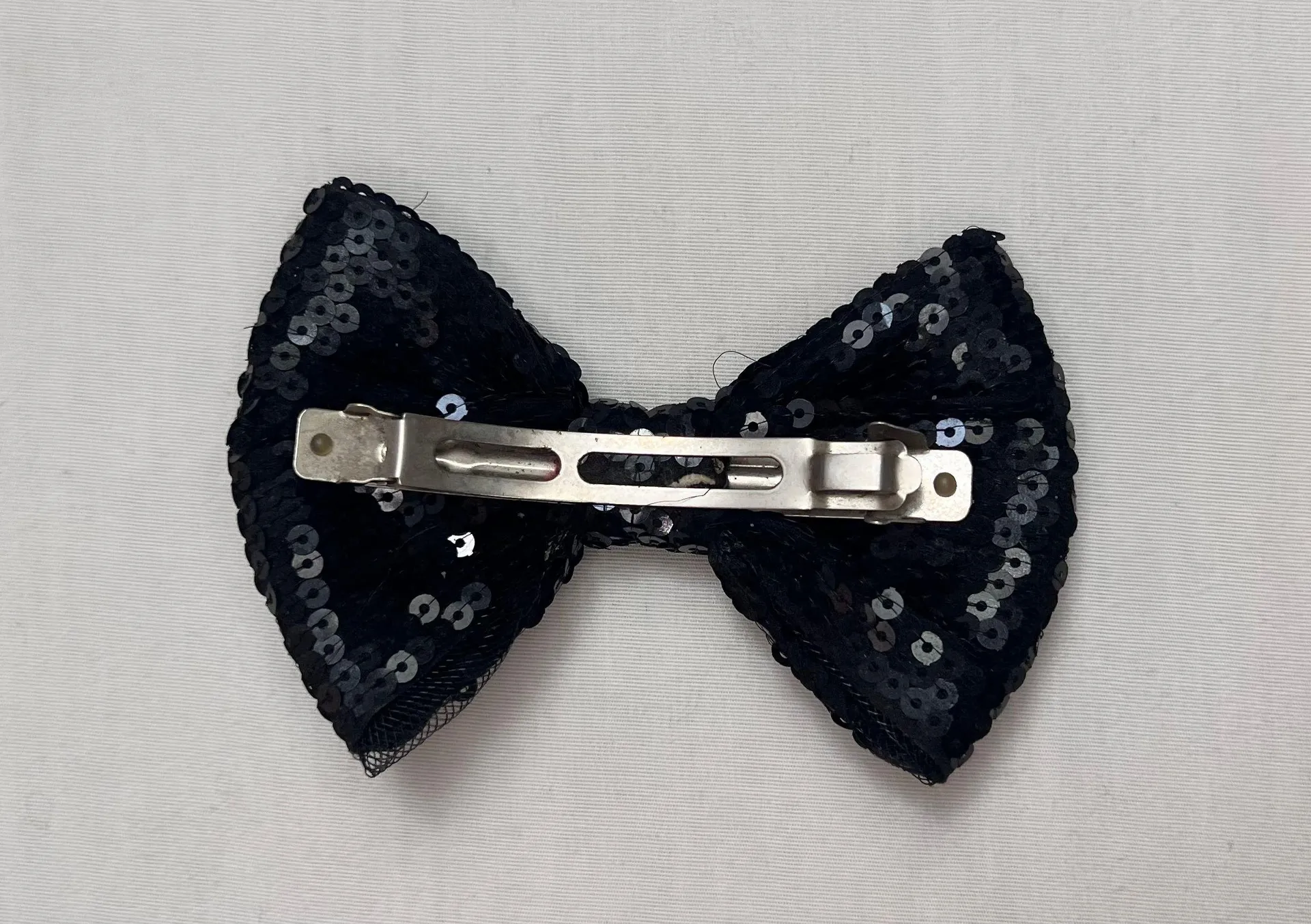 Black Sequin Hair Bow - Image 3