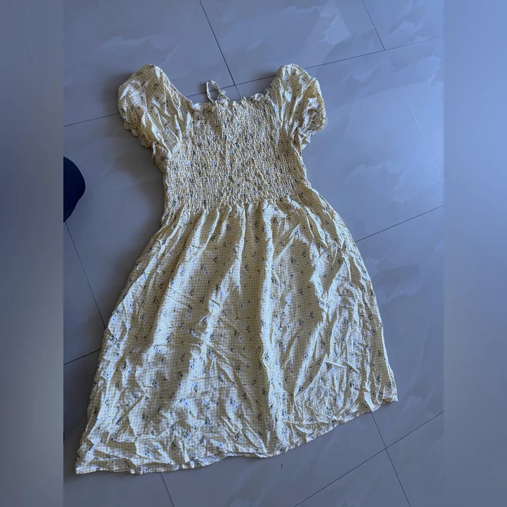 Dashing  SMOCKED DRESS Yellow White Balloon Sleeves Lined Summer Women Dress 3X - Image 13