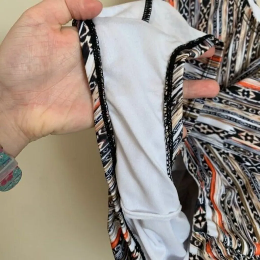 Betty's Beach Bungalow Striped One Piece Swimsuit V Neck Ruched Tummy Control 16 Orange - Image 6