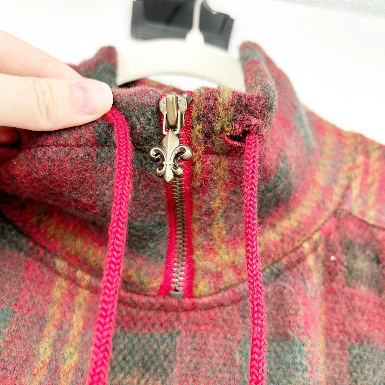 Express Womens Vintage 90s French Country Plaid Pullover‎ Fleece Sweater Size M - Image 4