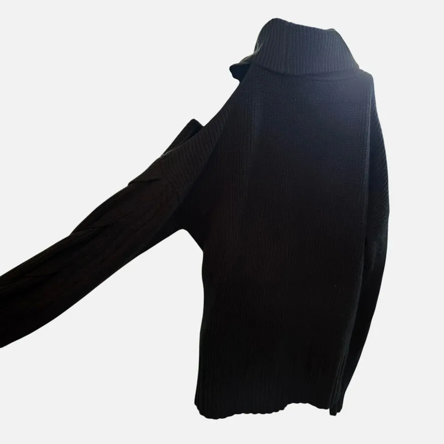 Anthro ASTR the Label Ariella Cut Out Sweater Sz S Black Chunky Cable Knit - Image 4