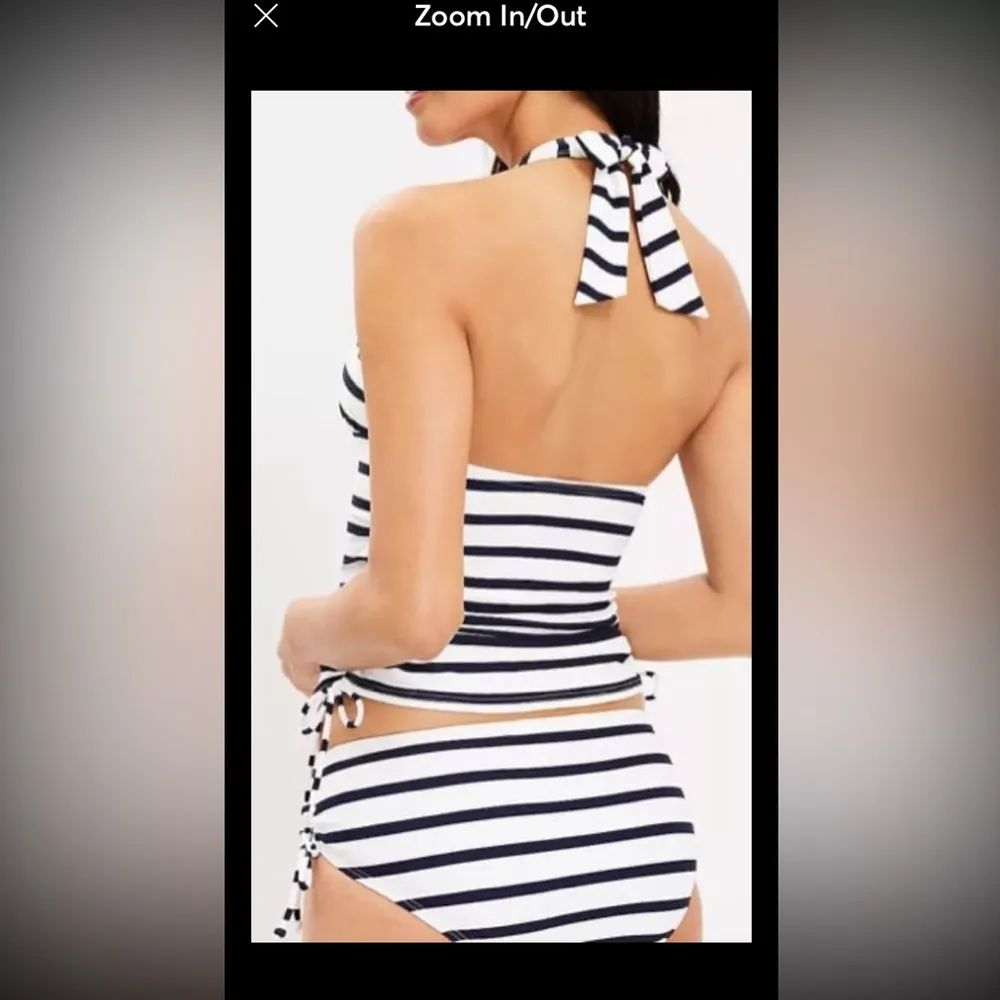 Loft Beach Striped Side Tie Shirred Halter Tankini Top & side tie bottoms. Sm - Image 3