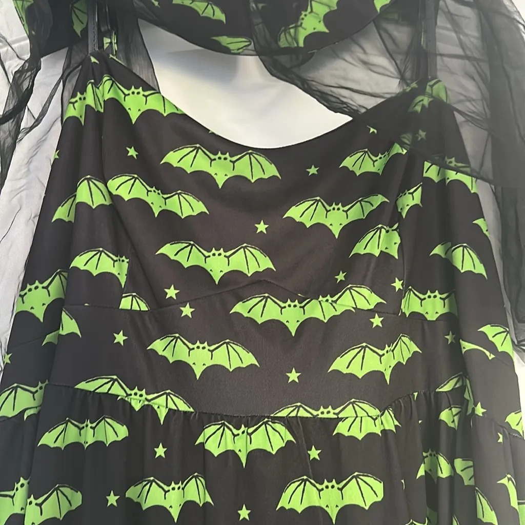 Rosegal Bat Halloween Pin Up Goth Dress Black/Green Plus Sz 5X Black - Image 4