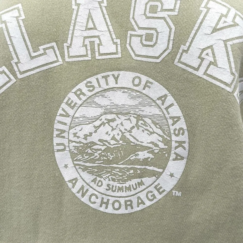 Souvenir Hoodie University of Alaska Anchorage Celery Tan Light Green Pullover M - Image 4