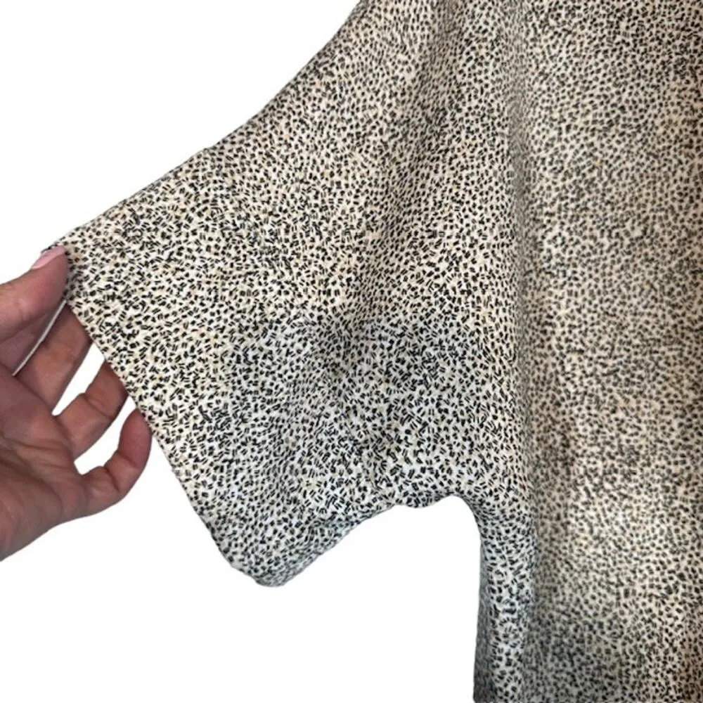 H by Halston Cream Speckled Short Sleeve Collared Button Down Blouse Women Sz M - Image 6