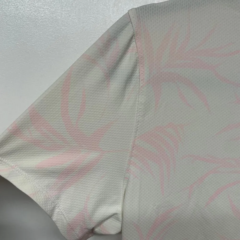 Under Armour Women Iso Chill Polo White Pink Palm Frond Dry Fit Fitted Medium - Image 5