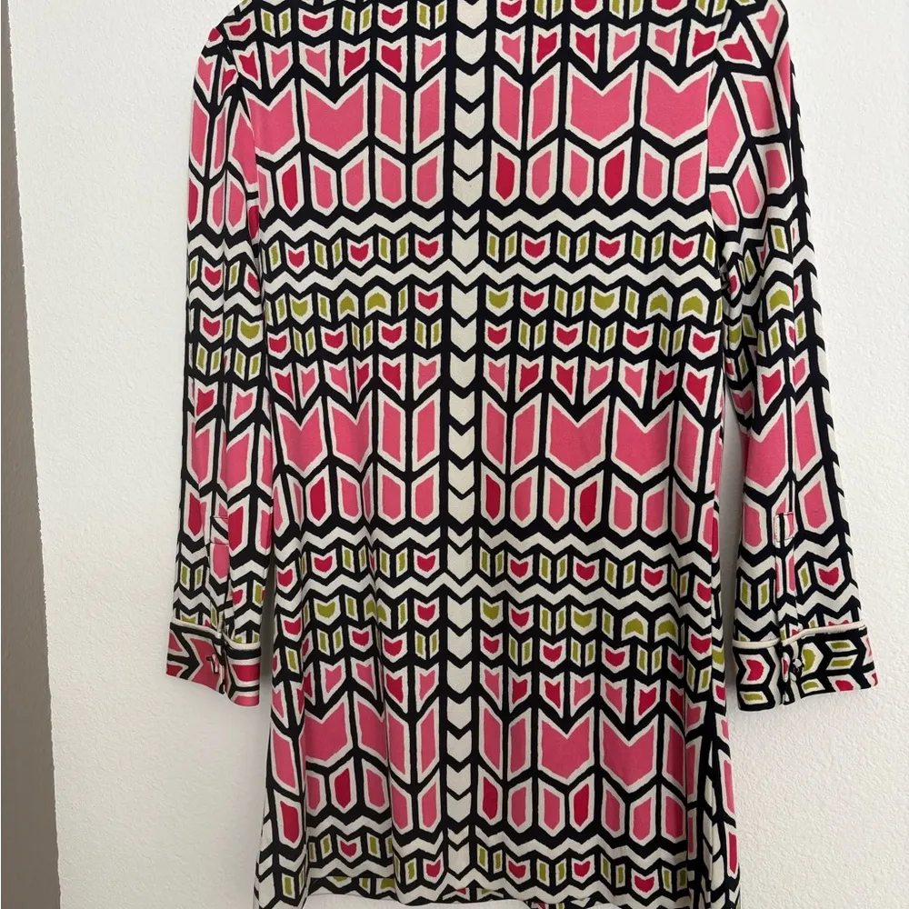 Tory Burch Pink and Green Geometric Top - Image 2