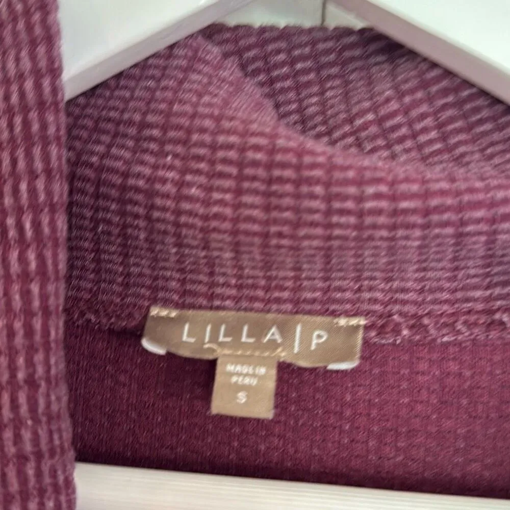 Lilla P waffled purple snap collar sweater small - Image 3