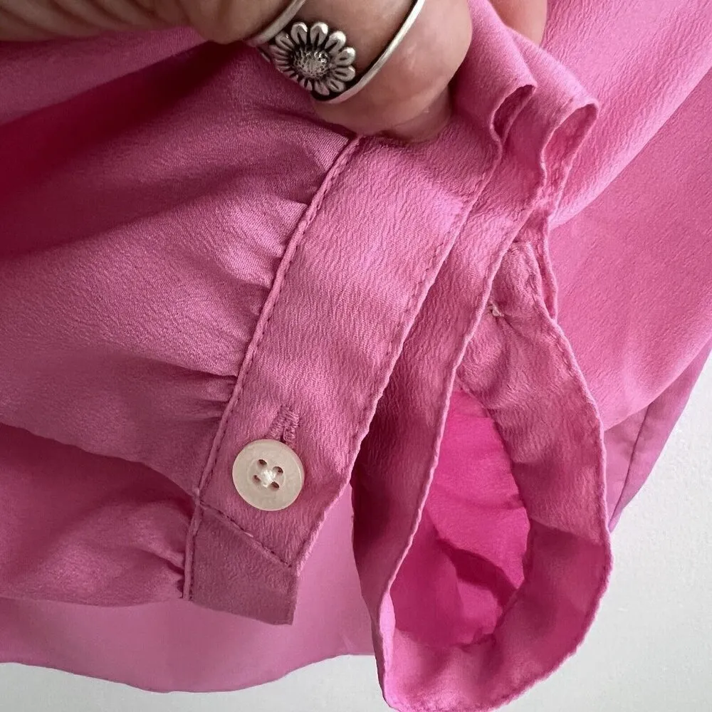 Lauren Ralph Lauren Pink Popover Blouse top XSmall 3/4 Sleeve button shirt NEW - Image 6