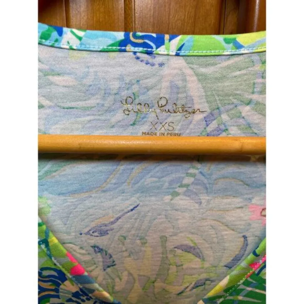 NWT Lilly Pulitzer Etta T-Shirt Dress Relaxed Fit Dress Teal, Turquoise Pink XXS - Image 13