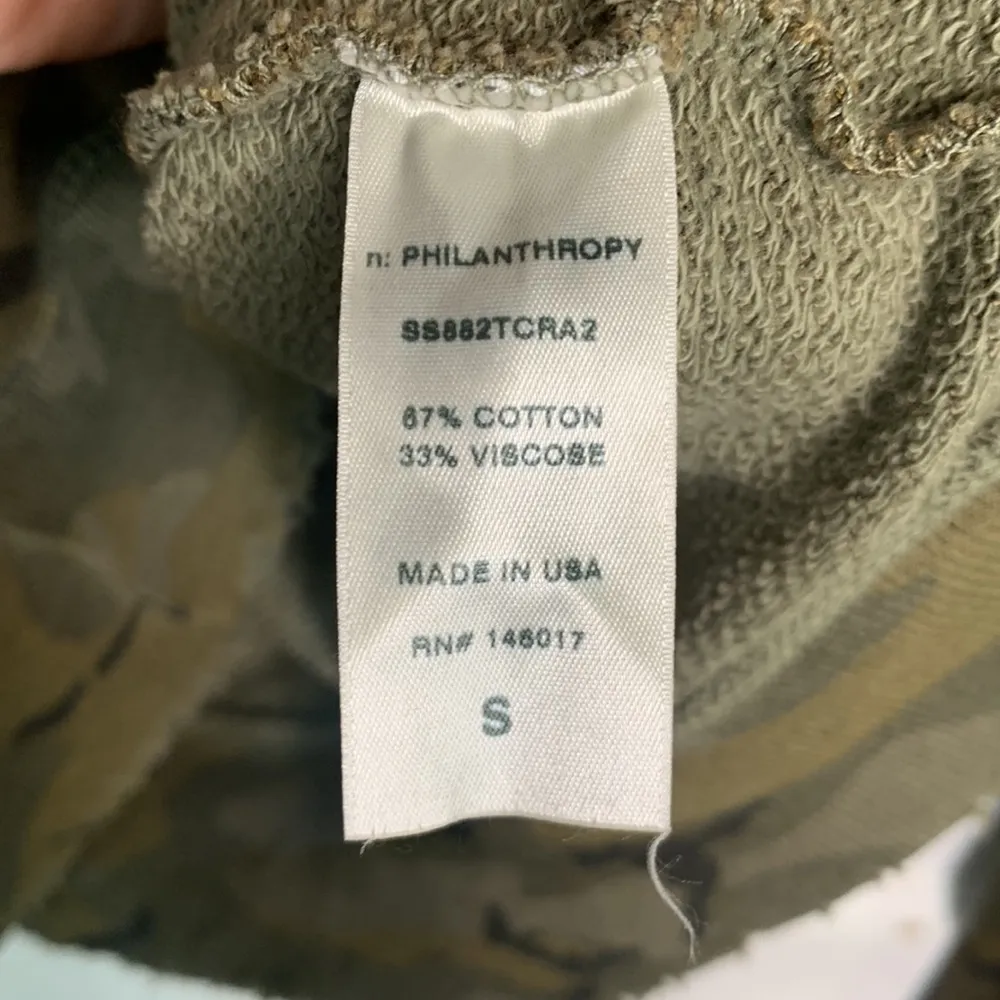 Philanthropy Gamble Sweatshirt Olive Camo Distressed Hoodie W - Image 9