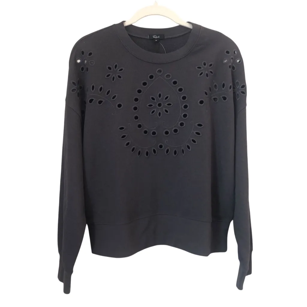 C Rails Vintage Black Dark Gray Eyelet Embroidery Alice Sweater Size Medium NWT - Image 8