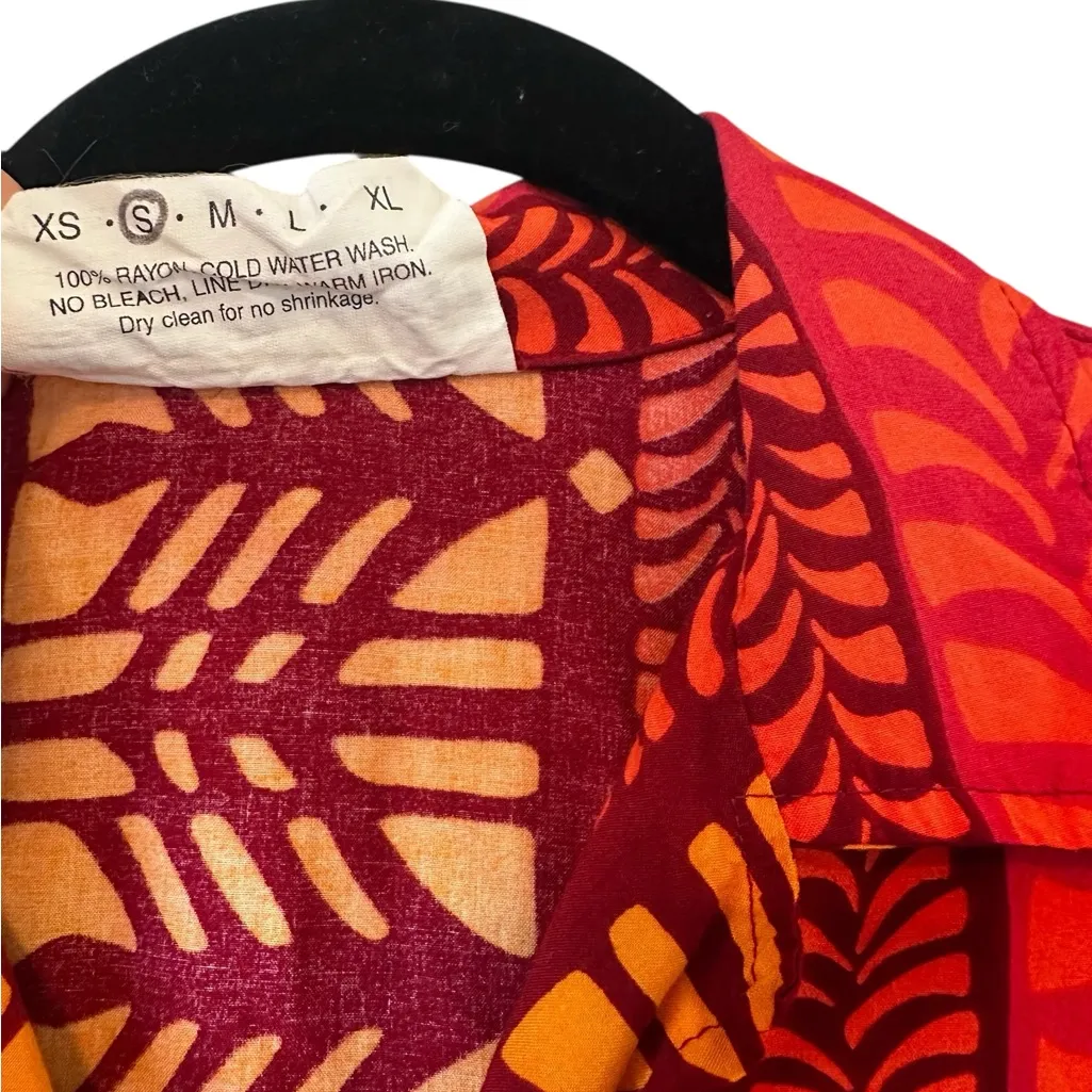 Vintage Manuhealii Womens Hawaiian Shirt Aloha Topical Casual Size Small Pink - Image 3