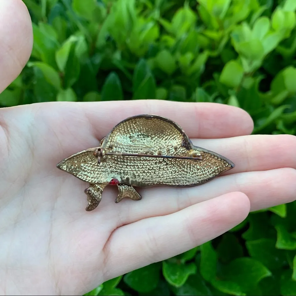 Red Hat Purple Ribbon Rhinestone Brooch Pendant Lapel Pin Red Hat Society - Image 4