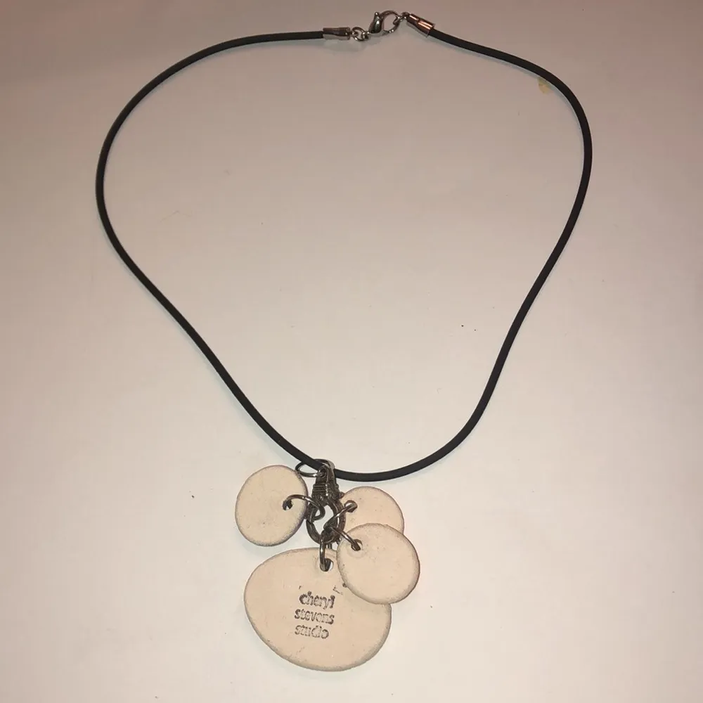 Cheryl Stevens Studio Handmade Clay Live In The Moment Boho Charm Necklace Black - Image 6