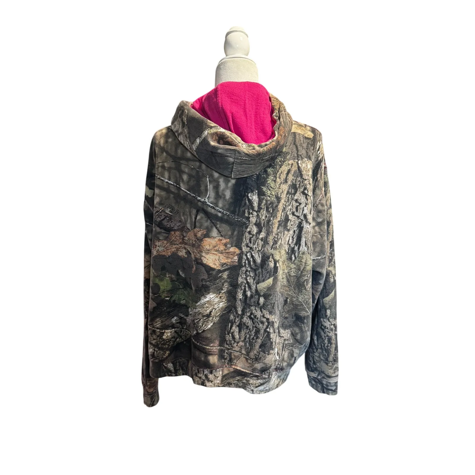 Mossy Oak Women’s Camo Hoodie – Pink Lined Hood – Size 2XL - Image 3
