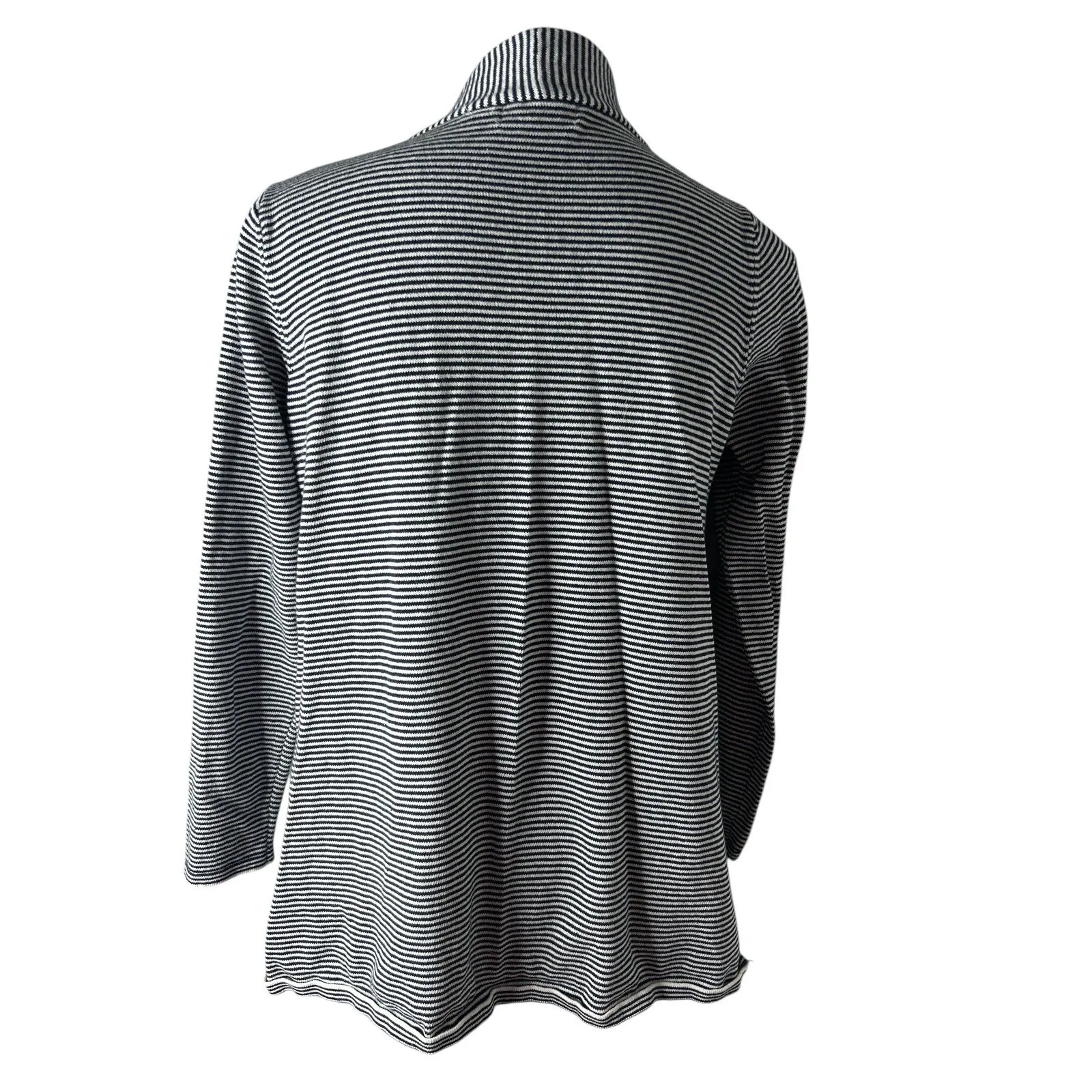 Jason Maxwell Women's Open Front Knit Cardigan Sweater Striped Blue/White Size M - Image 3