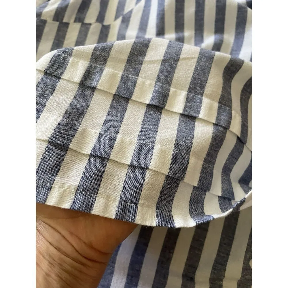 Sharagano Blue White Striped Sleeveless Tunic Top Dress Pockets Women’s M - Image 8